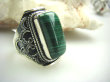 bpe4258 Biżuteria Egzotyczna !!! MALACHIT W ORIENTALNEJ OPRAWIE -  Pierścień MALACHIT - pobudza kreatywność r.18 Srebro 925 # - 5