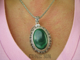 bwe3829 Piękny Hrabia CUDOWNY Olbrzym 26 g !!! Nieziemsko piękny Wisior z malachitem MALACHIT - pobudza kreatywność Srebro 925 #