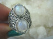bpe5804 Podwójna Księżycowa Piękność Egzotyczny Pierścień KAMIEŃ KSIĘŻYCOWY z tęczą r.19/ r.20 zdobione Srebro 925 # - 3