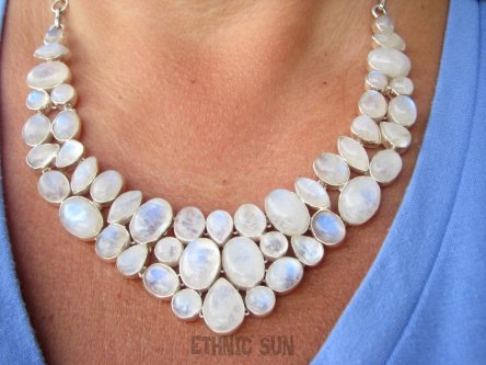 bn1549 KRÓLEWSKI KOMPLET naszyjnik + kolczyki  KLEJNOT - GIGANT XXL 84 g ! CUDOWNA Przepiękna Regulowana Kolia Naszyjnik Kamień Księżycowy Srebro 925 #