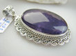 bwe3813 DUŻY 26 g ! Długi 6,5 cm Wspaniały Orientalny Wisior Zawieszka Fioletowy AMETYST - kamień mądrości Srebro 925 # - 3
