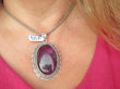 bwe3813 DUŻY 26 g ! Długi 6,5 cm Wspaniały Orientalny Wisior Zawieszka Fioletowy AMETYST - kamień mądrości Srebro 925 # - 9