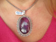 bwe3813 DUŻY 26 g ! Długi 6,5 cm Wspaniały Orientalny Wisior Zawieszka Fioletowy AMETYST - kamień mądrości Srebro 925 # - 10
