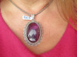 bwe3813 DUŻY 26 g ! Długi 6,5 cm Wspaniały Orientalny Wisior Zawieszka Fioletowy AMETYST - kamień mądrości Srebro 925 # - 11