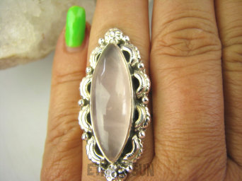 bpe7886 Długi 4.1 OKAZ !!!! Egzotyczny Pierścień KWARC Różowy Kamień mocnego SERCA r.17 Srebro 925 #