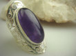 bpe4750 Śliczny Ażurowy DŁUGI 4.1 cm Pierścień naturalny Ametyst - kamień mądrości r.16/ r.17 lśniące Srebro 925 # - 3