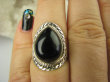 bpe6535 Orientalny Delikatny Pierścień czarny ONYKS regeneruje SERCE, EGZEMY, PAMIĘĆ r.17 Srebro 925 # - 3