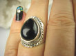 bpe6535 Orientalny Delikatny Pierścień czarny ONYKS regeneruje SERCE, EGZEMY, PAMIĘĆ r.17 Srebro 925 # - 4