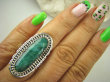bpee3819 Kunsztowny Długi 3.8 cm Pierścień Zielony Szmaragd Indyjski - kamień Miłości Szmaragdy r.18 Srebro 925 # - 5