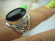 bpe6772 Śliczny Orientalny Pierścień Czarny ONYKS regeneruje SERCE, EGZEMY, PAMIĘĆ r.15 ażurowa obrączka Srebro 925 - 2