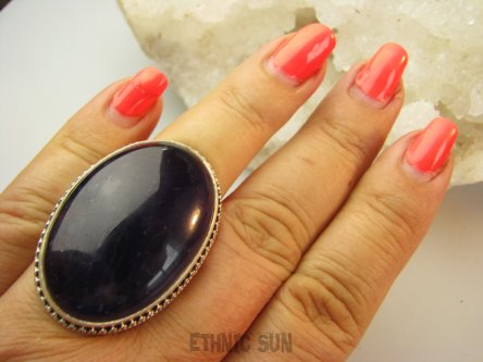 bpe9210 Duży GRUBY Okaz AŻ 26 g Regulowany Pierścień Pierścionek AMETYST Kamień Mądrości (migrena bezsenność ) r.15, r.16, r.17, r.18, r.19 Srebro 925 #