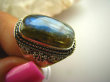 bpe3053 Biżuteria Orientalna !!! Delikatny Pierścień LABRADORYT Spektrolit - kamień Zorzy Polarnej r.16/r.17 SREBRO 925 # - 6