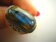 bpe3053 Biżuteria Orientalna !!! Delikatny Pierścień LABRADORYT Spektrolit - kamień Zorzy Polarnej r.16/r.17 SREBRO 925 # - 7