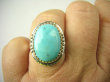 bpe8524 Niezwykły OKAZ Pierścień naturalny TURKUS ARIZONA Turkusy r.21/ r.22 egzotyczne Srebro 925 # - 2