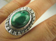 bpe6398 Piękny Egzotyczny Pierścień z Malachitem zielony MALACHIT - pobudza kreatywność r.18 Srebro 925 # - 2