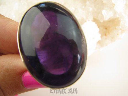 bpe9239 GIGANT ogromny Aż 26 gramów !!!! Pierścień Pierścionek AMETYST Kamień Mądrości (migrena bezsenność ) r.19 Srebro 925 #