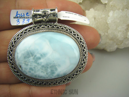 bwe3392 ZJAWISKOWY DUŻY 28 gramów !!! Wisior Naturalny rzadki ANIELSKI kamień LARIMAR czakra gardła, Stawy, Serce, Lęki SREBRO 925 #