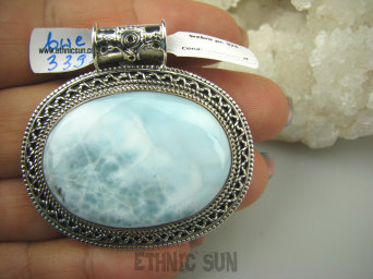 bwe3392 ZJAWISKOWY DUŻY 28 gramów !!! Wisior Naturalny rzadki ANIELSKI kamień LARIMAR czakra gardła, Stawy, Serce, Lęki SREBRO 925 #