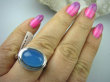 bpe5503 Cudny Wysoki PIERŚCIEŃ Niebiesko Błękitny CHALCEDON - czakra gardła r.24 Duży Rozmiar Srebro 925 # - 5