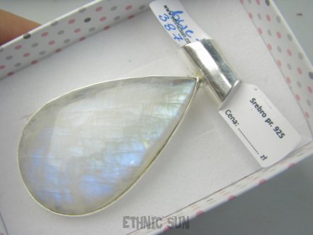 bwe3873 DUŻA KROPLA PIĘKNY OKAZ 22 gramy !!!! Klasyczny Wisior KAMIEŃ KSIĘŻYCOWY w lśniącej oprawie Srebro 925 #