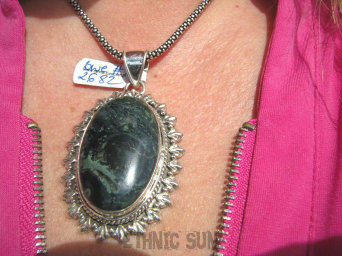 bwe2682 ZIELONA WYSPA !!!! Zabójczo Piękny Duży 22 gramy !!! Długi 6,3 cm !!! Wisior kojący zielony JASPIS - uspokaja duszę Srebro 925 #