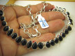 bn1486 Piękna CZARNULKA 36/37 g !!! Regulowana Kolia z Onyksami, Naszyjnik Czarny Onyks Srebro 925 # - 11