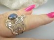 bpe9321 Niezwykły Artysta Ażurowy Regulowany Pierścień Pierścionek naturalny Labradoryt Spektrolit r.12, r.13, r.14, r.15, r.16, r.17 szeroka obrączka Srebro 925 - 9