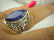bpee3404 Delikatny ażurowy Pierścień Niebieski SZAFIR INDYJSKI - WIERNOŚĆ w związkach , Stres, choroby oczu ciśnienie r.17 Srebro 925 - 2