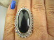 bpe7195 Piękny Egzotyczny pierścień czarny Onyks regeneruje SERCE, EGZEMY, PAMIĘĆ r.16 Srebro 925 # - 2