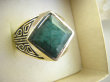 bpee4023 UNISEX DUŻY MĘSKI lub damski SYGNET Pierścień Pierścionek Szmaragd Indyjski Szmaragdy r.27 DUŻY ROZMIAR Srebro 925 # - 6