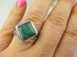 bpee4023 UNISEX DUŻY MĘSKI lub damski SYGNET Pierścień Pierścionek Szmaragd Indyjski Szmaragdy r.27 DUŻY ROZMIAR Srebro 925 # - 7