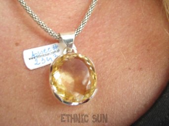 bwee2343 Biżuteria Ekskluzywna !! RZADKOŚĆ Lśniący OKAZ 15 g !! Wisior Zawieszka PIĘKNY CYTRYN - kamień Antycukrzycowy Srebro 925 #