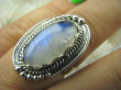 bpe6081 EGZOTYCZNY Pierścień Biały, Niebieski Kamień Księżycowy r.17 Srebro 925 # - 2