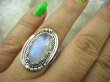 bpe6081 EGZOTYCZNY Pierścień Biały, Niebieski Kamień Księżycowy r.17 Srebro 925 # - 5