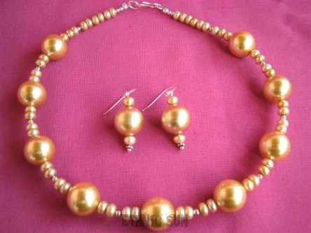 an178 Perłowa Piękność ZŁOTY Naszyjnik z Pereł Perła MUSZLE PERŁY MAJORKA Srebro