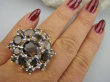 bpee4567 BOSKO PIĘKNA CZEKOLADOWA ROZETA DUŻY OKAZ ! Pierścień Pierścionek naturalny Kwarc Dymny r.18 SREBRO 925 # - 7