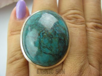 bpe4967 Naturalny TURKUS ciemny morski kolor W LŚNIĄCYM SREBRZE !!! KLASYCZNY Duży 24 g ! Pierścień TURKUS turkusowy  TURKUSY r.15/r.16 Srebro 925 #