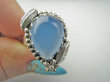 bpe9379 LANDRYNKA Piękny Egzotyczny Pierścień Pierścionek niebieski CHALCEDON czakra gardła (TARCZYCA) r.17 Srebro 925 # - 10