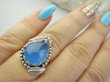 bpe9379 LANDRYNKA Piękny Egzotyczny Pierścień Pierścionek niebieski CHALCEDON czakra gardła (TARCZYCA) r.17 Srebro 925 # - 5
