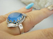 bpe9379 LANDRYNKA Piękny Egzotyczny Pierścień Pierścionek niebieski CHALCEDON czakra gardła (TARCZYCA) r.17 Srebro 925 # - 6