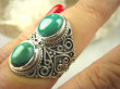 bpe6943 Egzotyczny Pierścień Zielony MALACHIT - pobudza kreatywność r.13 Srebro 925 # - 2