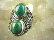 bpe6943 Egzotyczny Pierścień Zielony MALACHIT - pobudza kreatywność r.13 Srebro 925 # - 6
