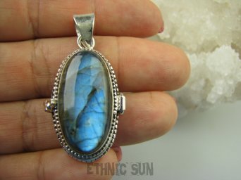 bwe2943 Duży Sekretnik MEDALION Na Zdjęcia lub Marzenia Piękny otwierany Wisior Niebieski Labradoryt Spektrolit kamień Zorzy Polarnej Srebro 925 #