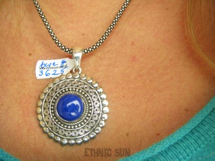 bwe3625 Orientalny 2w1 Niezwykły DWUSTRONNY WISIOR 19 gramów !!! Naturalny Lapis Lazuli i Zielony Onyks Cudo z każdej strony Srebro 925 #