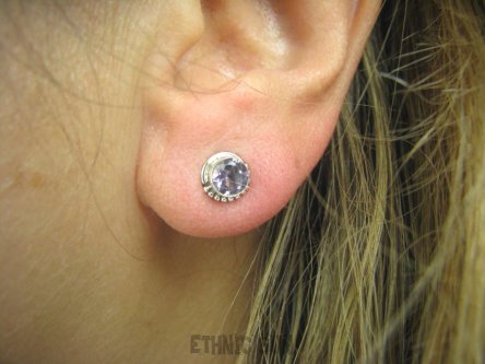 bkee839 Fioletowe Kropeczki !!!  Delikatne Kolczyki na Sztyft z Ametystami Ametyst - kamień mądrości Srebro 925