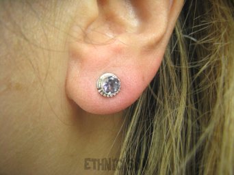 bkee839 Fioletowe Kropeczki !!!  Delikatne Kolczyki na Sztyft z Ametystami Ametyst - kamień mądrości Srebro 925