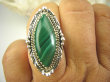 bpe7948 Biżuteria Egzotyczna !!! Cudowny MALACHIT W ORIENTALNEJ OPRAWIE -  Pierścień MALACHIT - pobudza kreatywność r.17 Srebro 925 # - 5