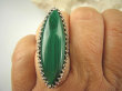 bpe7220 Przepiękny Długi 4,3 cm aż 15 G Orientalny Pierścień naturalny zielony MALACHIT - pobudza kreatywność r.17 Srebro 925 # - 6
