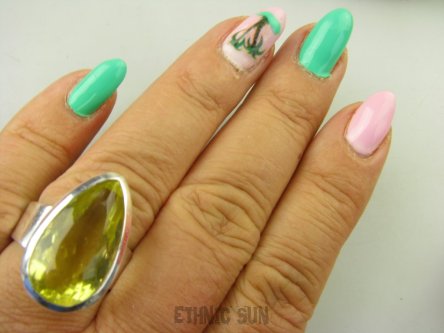 bpee4049 Genialny TAK Piękny ! Pierścień Pierścionek Słoneczny Żółty CYTRYN LEMON - OKAZ NAJWYŻSZA JAKOŚĆ KAMIENIA r.20 Srebro 925 #