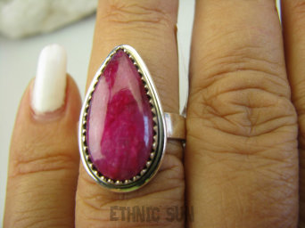 bpe8140 Rubinowa Kropla !!! Orientalny Delikatny Pierścień Rubin Indyjski Rubiny r.15 Srebro 925 #
